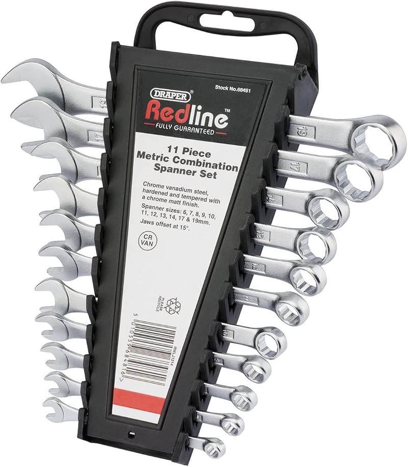 Draper Redline Metric Combination Spanner Set 11-Piece 68481 Chrome Vanadium