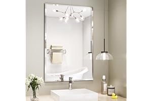 Mestikits Bathroom Mirrors for Wall Beveled, 24"x36" Frameless Bathroom Vanity Mirror, Wall Mount Mirror for Bedroom Entryway