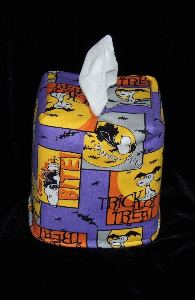 A Snoopy Halloween Tissue Box Cover. Fully Lined and Hand