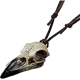 tiabchhiz Raven Skull Necklace, Crow Skull Necklace Halloween 3D Gothic Halloween Jewelry Figurine Decor