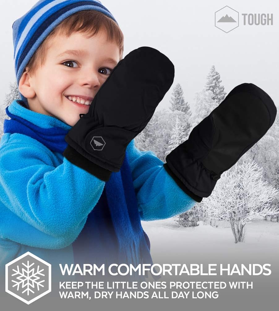 Kids Winter Mittens - Toddler Snow & Ski Mittens for Boys & Girls - Waterproof Children & Youth Mitts Gloves: Clothing