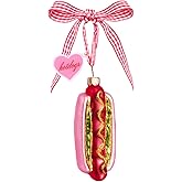 xo, Fetti Hot Dog Ornament - 1 pc | Christmas Tree Decorations, Foodie Holiday Party, Cute Winter Gift, Stocking Stuffer, White Elephant