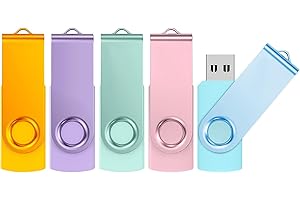 ABLAZE USB Stick 8GB 5 Pack, USB 2.0 Flash Drive 8GB with Lanyards Swivel Thumb Drives Memory Stick 5PCS (Mixcolors)