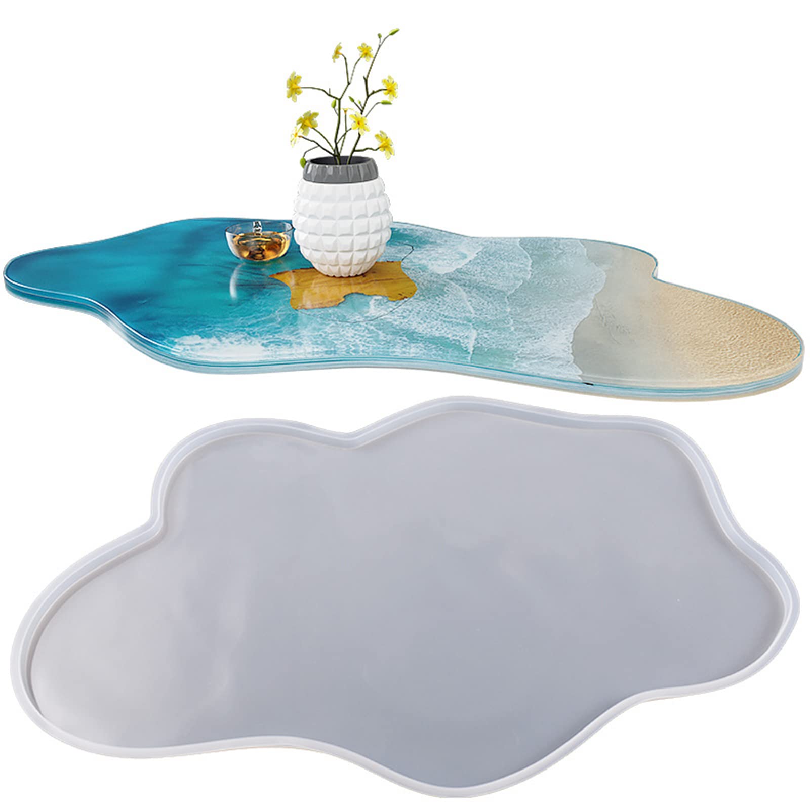 JoliJour Table Shape Epoxy Resin, Irregular Quicksand Table Shape, Tray Mould, Resin Table Mould, Epoxy Table Mould for DIY Table Making, River Table, Coffee Table, 61 cm Large Silicone Table Resin