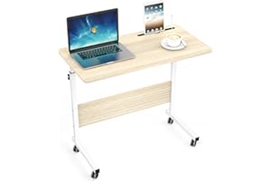 SogesPower Mobile Side Table 31.5 Inches Tablet with Slot & Wheels Mobile Laptop Computer Desk Adjustable Movable Laptop Comp