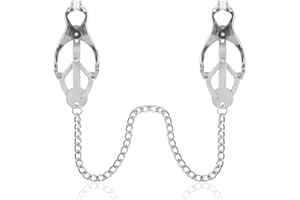 ACEKIILY Stainless Steel Nipple Chain Clip Non-Piercing Adjustable Butterfly Body Clips Jewelry Gift for Women Men (Silver)