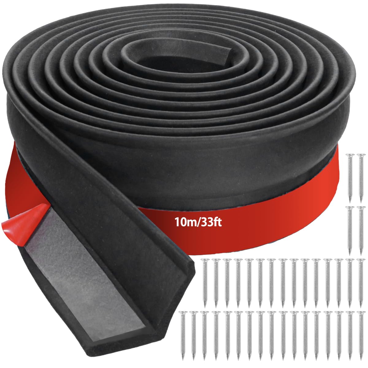 Garage Door Seal 10m Draft Excluder for Garage Doors Weather Sealing Strip Kit with Nails