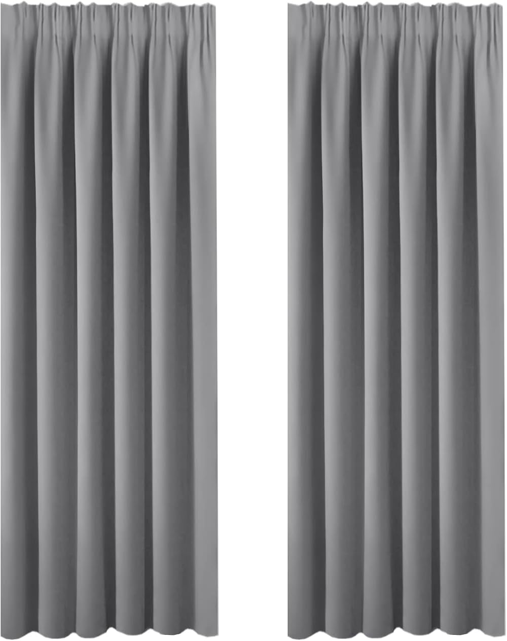 BellaHills 90 Drop Pencil Pleat Curtain Panels Grey 2 Pieces