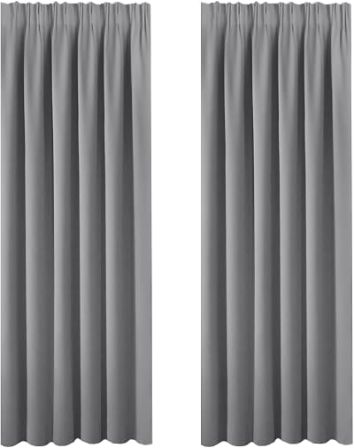 BellaHills 90 Drop Pencil Pleat Curtain Panels Grey 2 Pieces