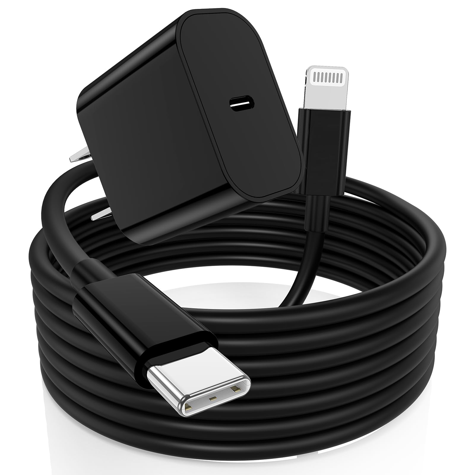 iPhone Fast Charger, USB C Wall Charger Block Plug and 10ft Type C to Lightning Charging Cable Cord Long,PD 20W Cube Brick Box Adapter for Apple iPhone 14 Pro Max/14 Plus/14/13/12 Mini/11/XS Max-Black