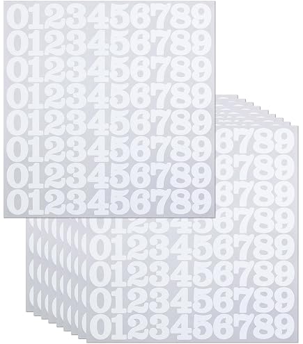 STARLIBOO 300 Pcs 3-Inch White Vinyl Number Stickers - Waterproof Self-Adhesive, 0-9 For Labeling