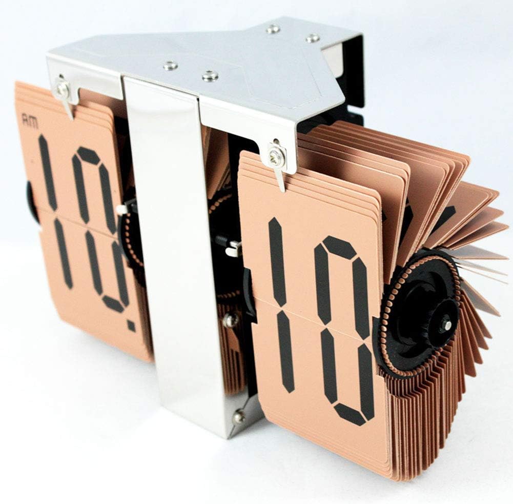 Flipping Out Wall And Table Top Flip Clock, Stainless Steel, Battery Operated Digital Display Internal Gear Operated