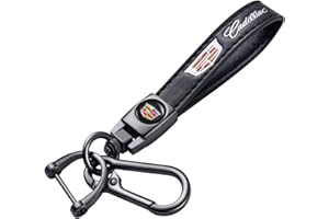MIGUOER Genuine Leather Car Keychain Fit Cadillac Escalade CT4 CT5 CT6 ATS CTS SRX XT5,Car Key Chain for Men and Woean Key Ring Accessories Black
