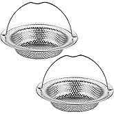 2 PCS Stainless Steel Sink Strainer with Handle, Fits most Kitchen Sink Drain Strainer, Wide Rim 4.3 inch Diameter