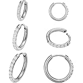 Dainty Moissanite Huggies: 3-Pair Hypoallergenic Earring Set in 14K Gold Plated G23 Titanium for Sensitive Ears, Tiny Cartilage & Wedding Hoops for Everyday Luxury
