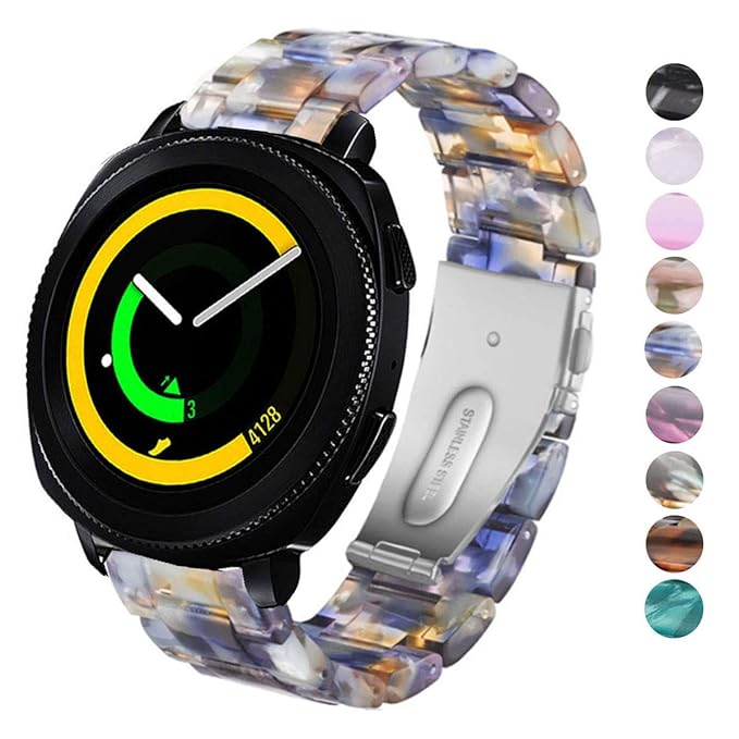 DELELE for Samsung Gear Sport/Gear S2 Classic/Galaxy Watch 42mm, 20mm Colorful Resin Replacement Strap with Steel Buckle for Samsung Gear Sport/Galaxy ...
