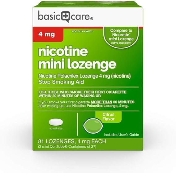 Amazon Basic Care Mini Nicotine Polacrilex Lozenge, 4 mg
