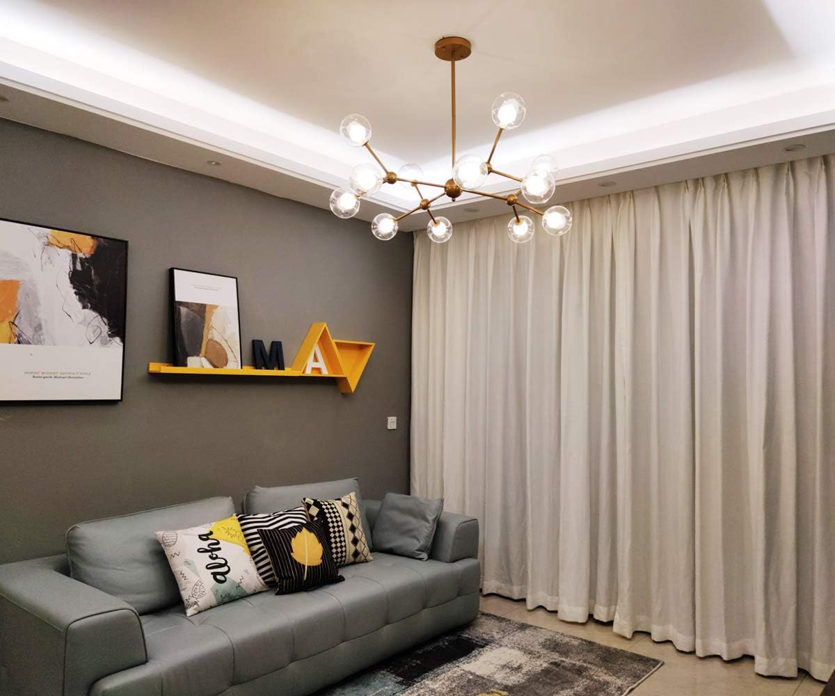 Dellemade XD00940 Sputnik Chandelier for Bedroom, Globe Ceiling Light for Living Room, 12 Lights, G9 LED Bulbs Included, Golden - - 