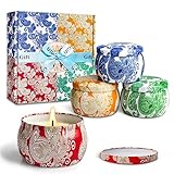 YINUO LIGHT Scented Candles Gift Set, 100% Natural Soy Wax Travel Tin Candles Women Gift for Stress Relief and Aromatherapy Relaxation, 4 x 4.4 Oz, 120 Hours