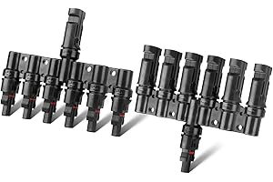 Pjerjzn Solar Panel Connector Solar 6 to 1 Y Branch Solar Panel Splitter 6 Way 1000V Solar Y Branch Solar Panel Parallel Connectors for Parallel Connection Solar Panels (1 Pair 6 to 1)