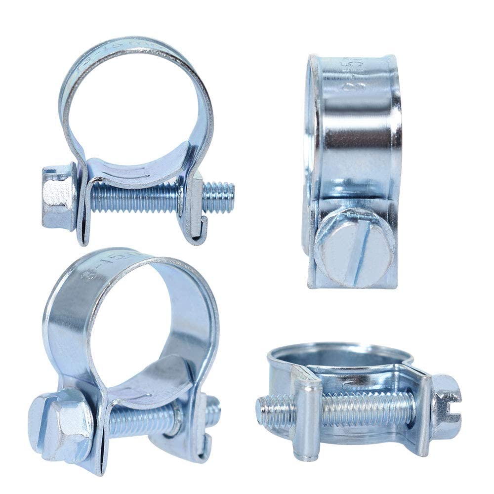 CENPEK 30Pcs Stainless Steel Mini Fuel Injection Hose Clamps Adjustable Pipe Hose Clip Tube Clamps Assortment Kit(1/4 5/16 3/8)