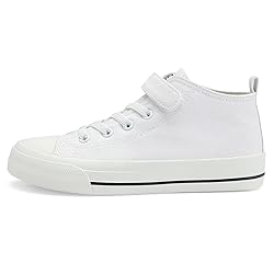 Fefoe Girls White Sneakers Boys Tennis Canvas Shoes