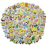 100pcs Spongebob Squarepants Stickers Set Cartoon Sticker Decals for Water Bottle Laptop Cellphone Bicycle Motorcycle Car Bumper Luggage Travel Case. Etc (Spongebob Squarepants)