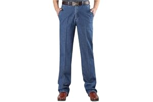 Jeans for Older Men Classic Straight Fit Stretch Jeans high Waist Straight Leg Office Work Pants with Pockets