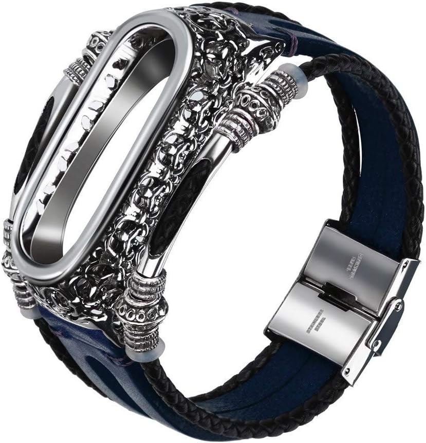 HighlifeS Replacement Leather Wristband Band Strap+ Metal Case for Xiaomi Mi Band 3 Bracelet