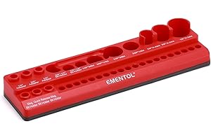 EMENTOL Magnetic Socket Accessory Holder, Red, 35 Pieces Holes, Organize Adapters, Universal Joints and Bits