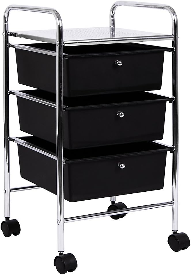 Amazon.de: Rollwagen mit drei Schubladen, Schwarz von Home Vida