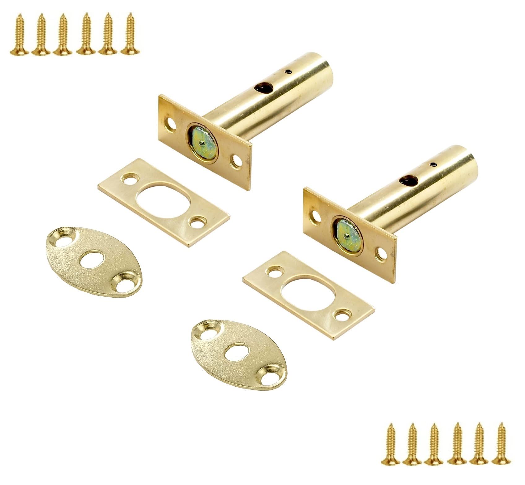 TERF® Heavy Duty Polished Brass 60mm Mortice Door Window Rack Bolt Security Lock Bolt with Fixing Screws - Pack of 2