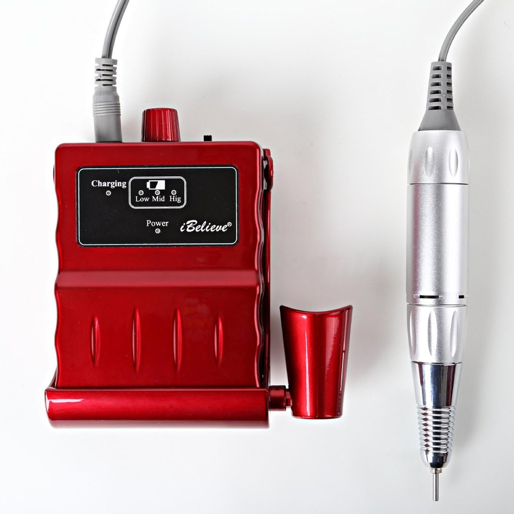 Red 30000RPM Portable Rechargeable Cordless Nail Art Drill File Manicure Machine Kit