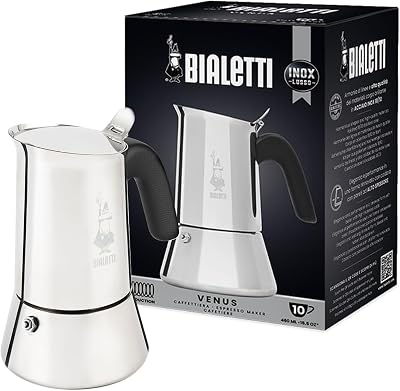 Bialetti New Venus Induction Stainless Steel Coffee Maker 10 Cups