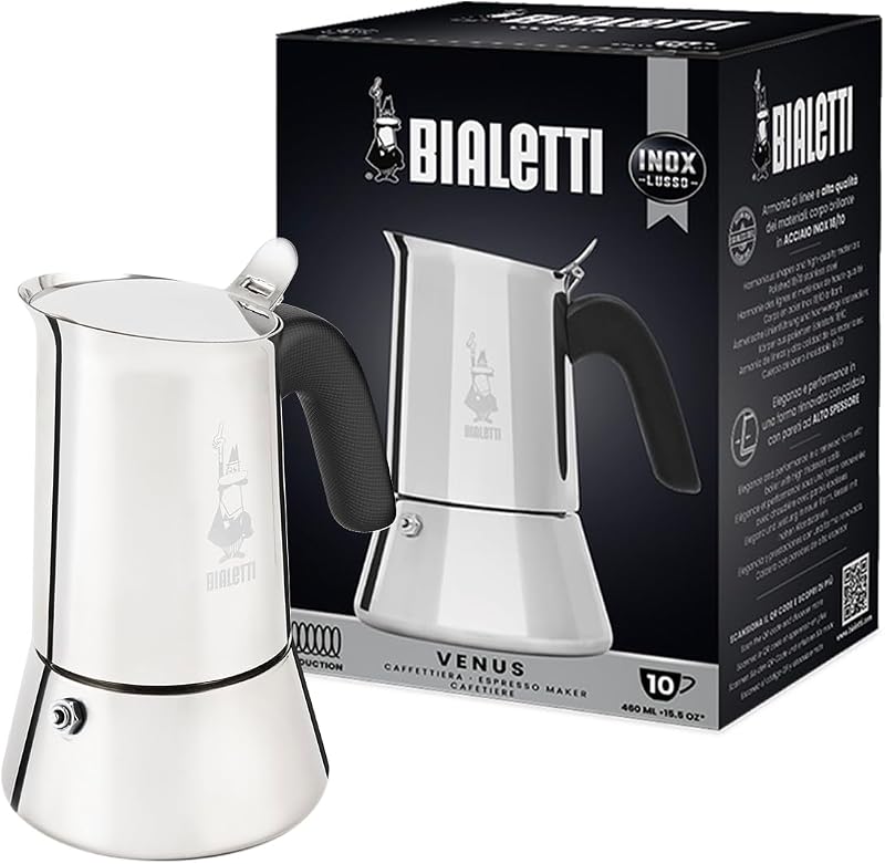 Bialetti New Venus Induction Stainless Steel Coffee Maker 10 Cups