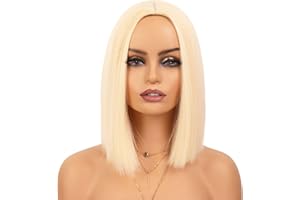 Tereshar Blonde Bob Wigs for Women Middle Part Short Straight Wigs Women's Costume Wigs Heat Resistant Synthetic Colored Wigs for Daily Party Cosplay Costume Use (12 inch)