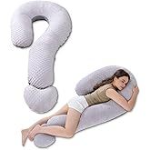 Meiz Question Mark Body Pillow for Adults & Couples, Dual-Sided Velvet Long Bolster Pillow with Detachable Heart Cushion for Hugging, Full Body Support Pillow for Side Sleepers & Back Support