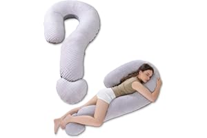 Meiz Question Mark Body Pillow for Adults & Couples, Dual-Sided Velvet Long Bolster Pillow with Detachable Heart Cushion for Hugging, Full Body Support Pillow for Side Sleepers & Back Support