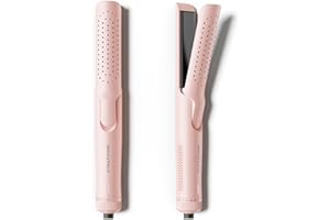 Wavytalk Airflow Styler Curling Iron, Cool Curl, 360° Cool Air Lock in Style for Lasting Curls, Reduces Damage, 2 in 1Hair Straightener and Curler, 1.25 Inch, Anti-Scald for Short Long Hair, Pink