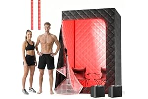X-Vitalis 2 Person Portable Steam Sauna for Home with Two Red Light Therapy Panels Full Body Home Spa (Black)