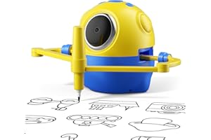 SHAPANA Drawing Robot for Kids with Camera Recognition, Interactive Educational Drawing Machine with 150 Cards, Montessori Painting Learning Toys for Ages 3+, Birthday for Boys Girls (Yellow)