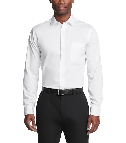 Stafford Regular Travel Stretch Performance Super Shirt Mens Point Collar Long Sleeve Wrinkle Free Stretch Dress Shirt (White, 14.5/34-35) : Clothing, Shoes & Jewelry