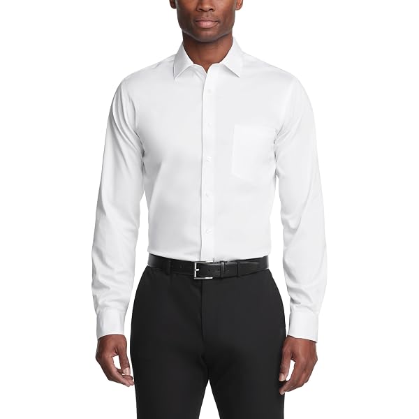 kirkland white dress shirt Kirkland Signature Men's Traditional Fit Non-Iron Dress Shirt, White, 16-34