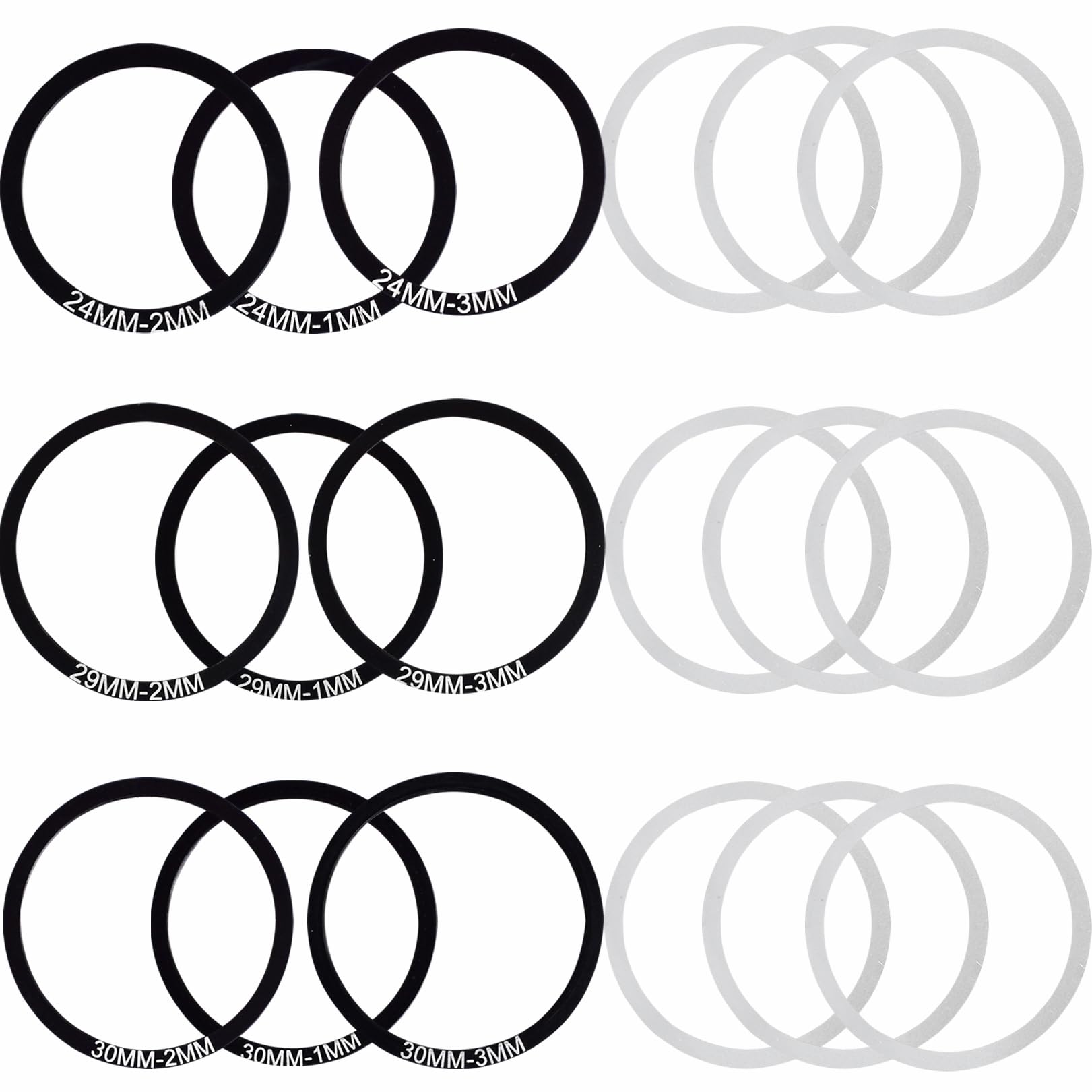 Lotatheta 18 pcs Bike Washer Bottom Bracket Crank Washer Gasket Spacer Bicycle Flywheel Hub Dia 24 29 30mm Thk 0.1 0.2 0.3 1 2 3mm