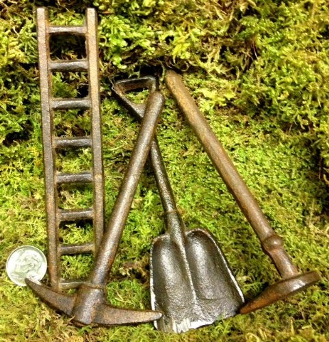 Fairy Garden Accessories Tools Decor Kit | Miniature Dollhouse Cast Iron Tool Set - Thumbnail 3