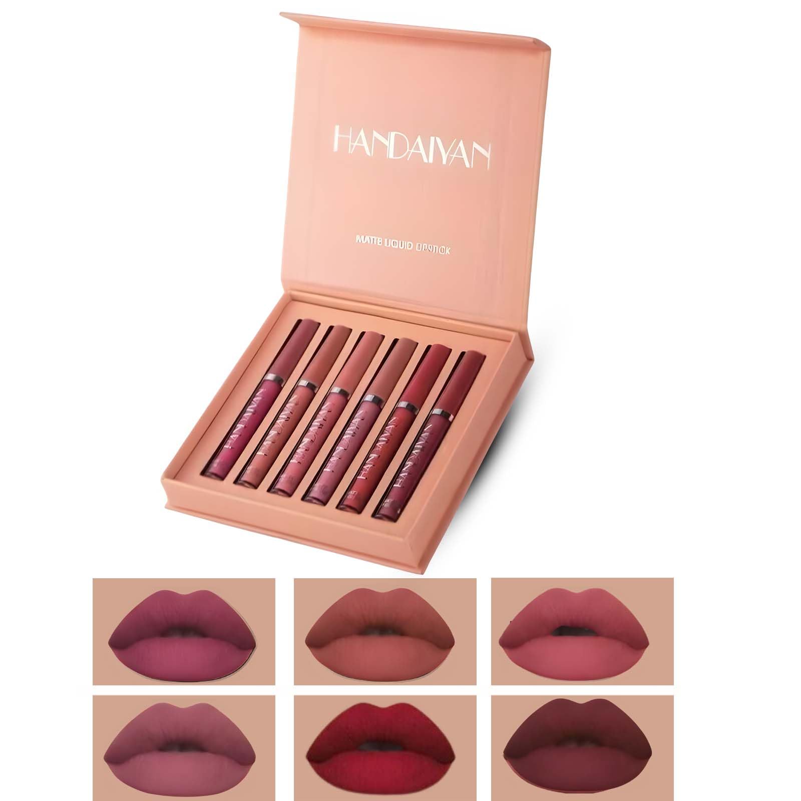 6 Pcs Matte Liquid Lipstick Palette Set | Waterproof, Non Stick Lip Liner, Lip Gloss, Velvet Finish | Long Lasting Shades of Red & Pink Color | Beauty Makeup Kit & Gift Packed for Women (2.5 ML Each)