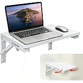 GHWMYD Folding Shelf Wall Mounted, 16.5inches Floating Desk for Small Space | Wooden Fold Down Projector Shelf, 2pcs Heavy-Duty Brackets Holds Up to 55lbs for Bedside, Living Room, Home Office, Kitchen