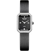 ROCOSJEWE Elegant Temperament Women's Watches Fashion Small Square Watch Radiant Gorgeous Quartz Watch Waterproof Women's Watches Calfskin 40 Zirconia Diamonds Ms. Gifts Holiday Gifts R0249