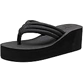 Women's Foam Platform Thong Slides Sandals Round Open Toe Lightweight Non Slip Wedge Heel Flip Flops Fashion Party Slip On Sandals