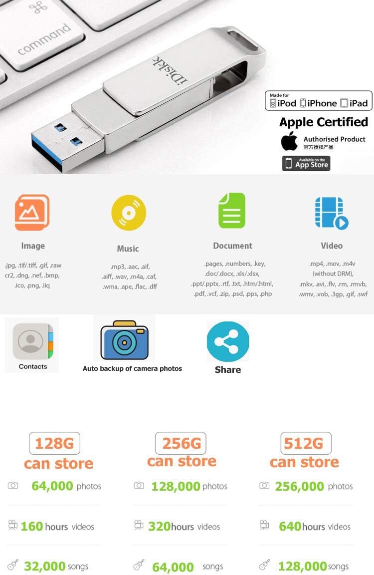 Idiskk 256gb Ipad Lightning Usb Flash Drive Photo Stick For Iphone 12 11 Pro Xr X Xs 8plus Se 7plus Ipad Air Mini Videos External Storage For Pc Macbook With Encryption Apple Mfi Certified Computers Idiskk 256gb Ipad Lightning Usb Flash Drive Photo Stick For Iphone 12 11 Pro Xr X Xs 8plus Se 7plus Ipad Air Mini Videos External Storage For Pc Macbook With Encryption Apple Mfi Certified Computers